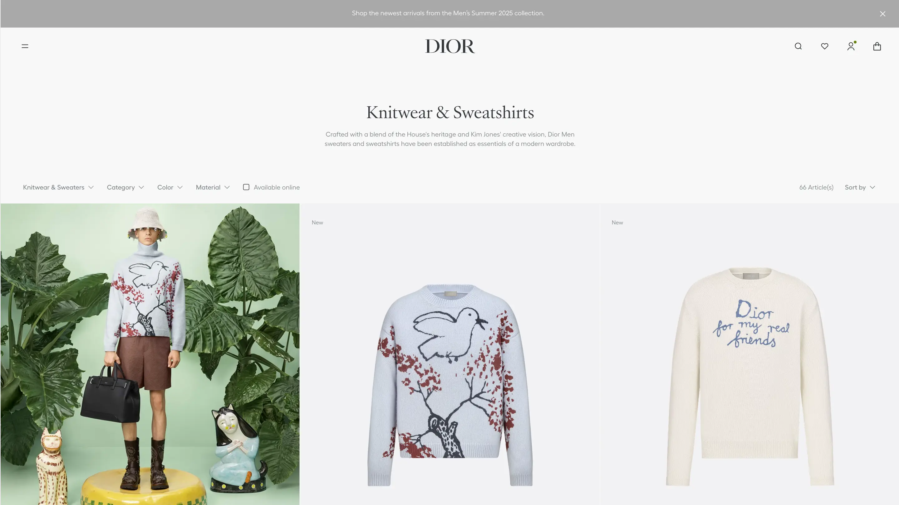 Dior product listing page