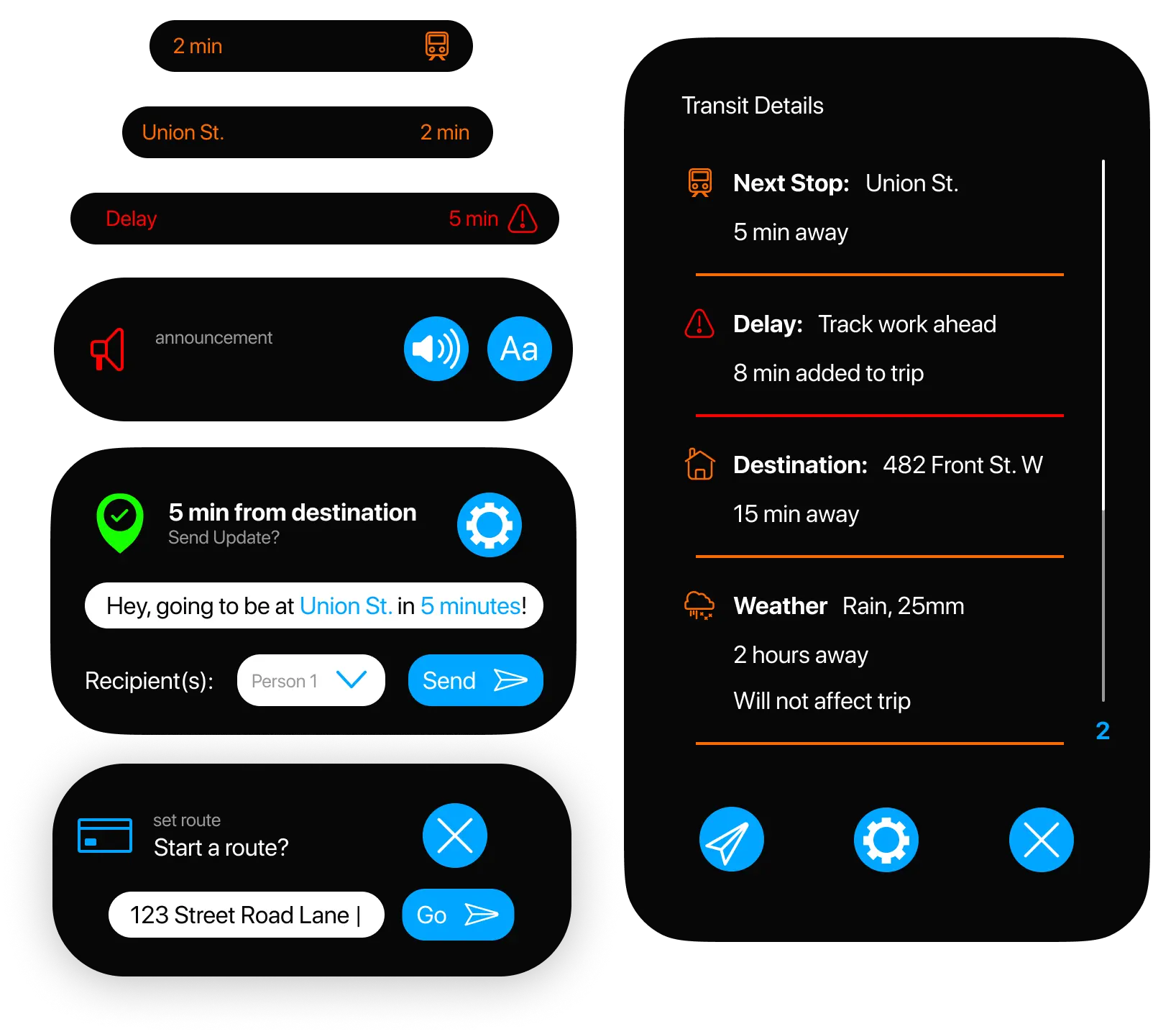 Public transit app dynamic island examples